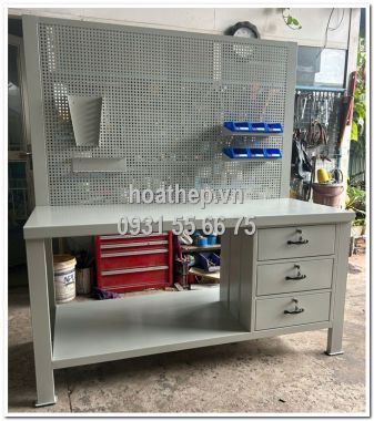 Bàn nguội kết hợp bảng treo, ngăn kéo, kệ chứa đồ HT - BTT012