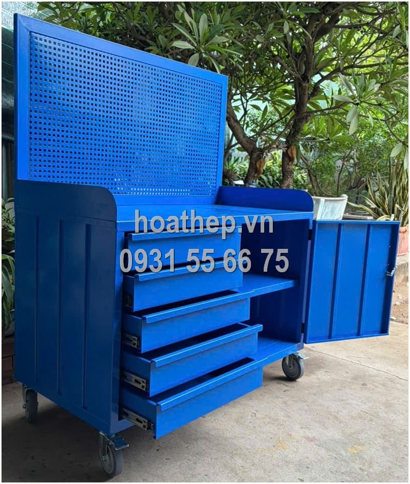 Xe đẩy đồ nghề, xe đẩy dụng cụ 5 ngăn k&eacute;o, tủ dụng cụ di động, xe đẩy đồ nghề c&oacute; bảng treo, giải ph&aacute;p lưu trữ gara, tủ đồ nghề th&ocirc;ng minh