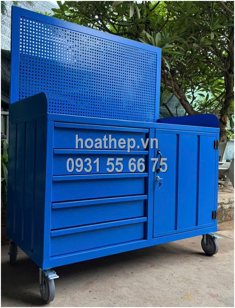 Xe đẩy đồ nghề, xe đẩy dụng cụ 5 ngăn k&eacute;o, tủ dụng cụ di động, xe đẩy đồ nghề c&oacute; bảng treo, giải ph&aacute;p lưu trữ gara, tủ đồ nghề th&ocirc;ng minh