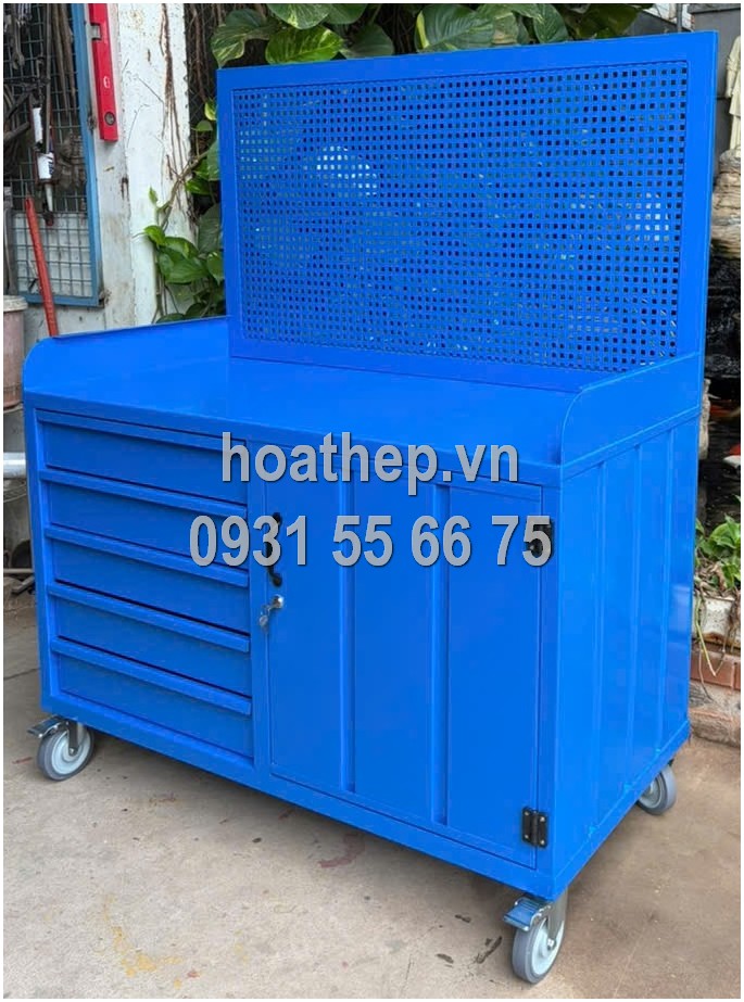 Xe đẩy đồ nghề, xe đẩy dụng cụ 5 ngăn kéo, tủ dụng cụ di động, xe đẩy đồ nghề có bảng treo, giải pháp lưu trữ gara, tủ đồ nghề thông minh