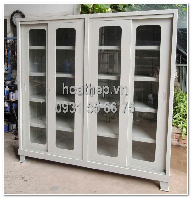tủ đựng dụng cụ cửa kính cánh trượt, tủ kính cánh trượt 4 cánh, tủ cánh trượt kính cường lực, tủ kính 2000x600x2000, tủ đựng đồ cánh lùa