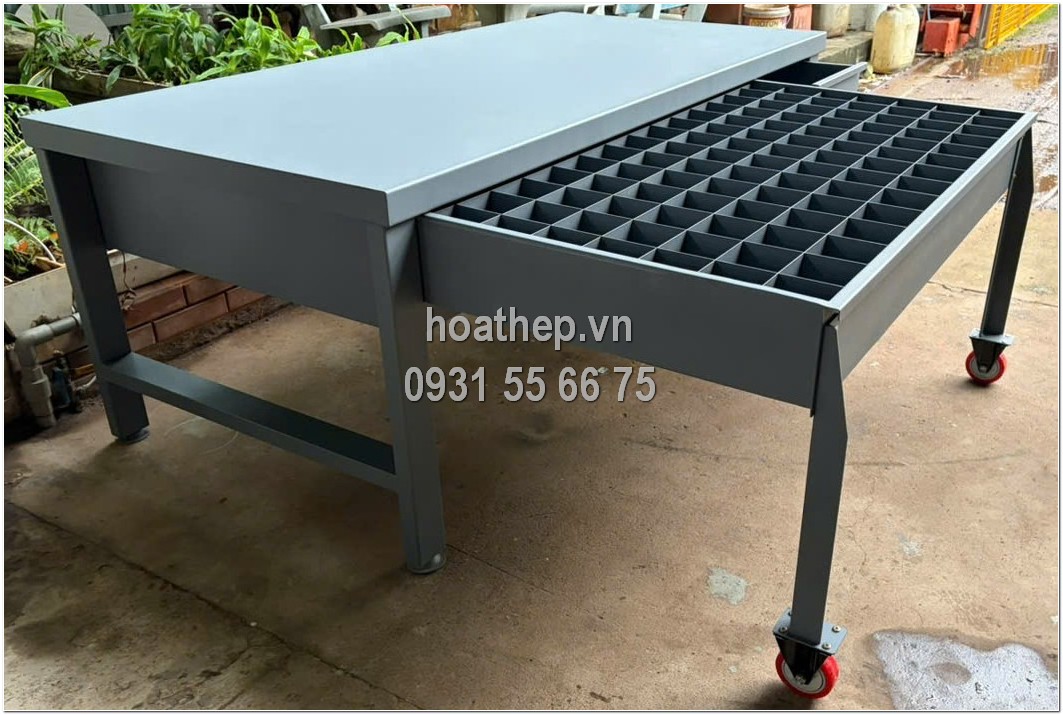 Bàn thao tác có ngăn kéo đựng bộ khuôn, Bàn thao tác cơ khí 2000x1000x750mm, Bàn làm việc khuôn mẫu chịu tải nặng